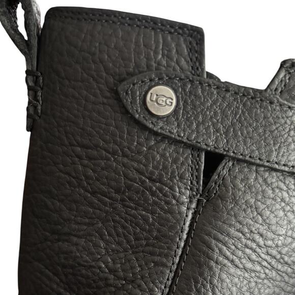 Uggs Potrero Waterproof Leather Boot Women's Size 8 EU 39 Black Wedge - Picture 9 of 11